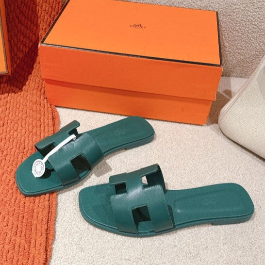 Hermes - Claquettes Vert Bouteille
