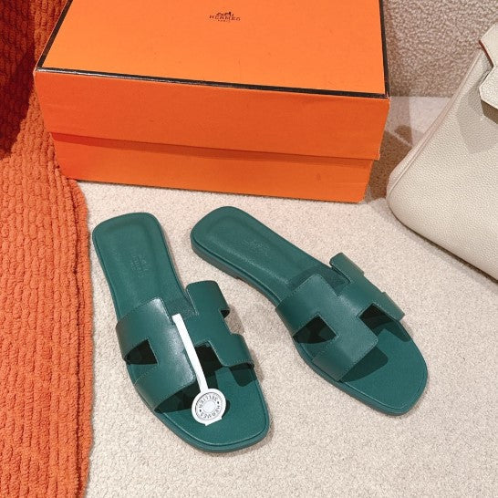 Hermes - Claquettes Vert Bouteille